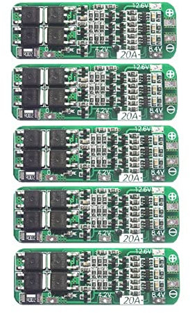 Pqahffowr 5PCS 3 Serail 3S 20A Li-Ion Lithium Battery 18650 Charger Protection Board Module Battery Board PCB 12.6V Cell