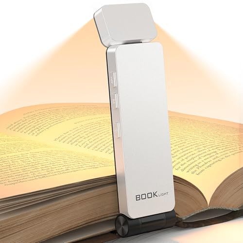 maxtachi Leselampe Buch Klemme, Leselampe Bett mit 3 Farben & Stufenlosem Dimmen, 500mAh USB Wiederaufladbare Buchlampe für Nachtlesen, Mini LED Leselicht für Buchliebhaber, Kinder
