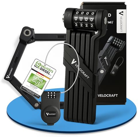 Velocraft Faltschloss Fahrrad 90cm High-Tech Zahlenschloss mit Halterung & Mini Lock - Faltguard Pro - Diebstahlsicher, Ultra leicht & stylish - Fahrradschloss auch für Ebike, Scooter, Roller