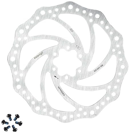 Velxnigt Fahrradbremsrotor, 203 mm Scheibenbremsrotor mit 6 Befestigungsschrauben, einfache Installation, geeignet für Rennräder, Mountainbikes, MTB, BMX （R6 Silber)