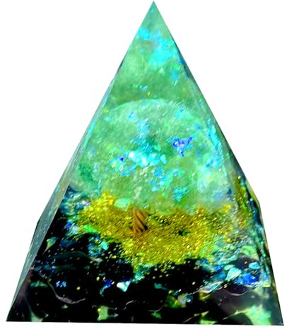 Saefheled L'arbre de vie Orgonite Guérison pyramide de cristal,Obsidienne Fraise verte Générateur de Reiki d'énergie positive en pierre de cristal Collection Fortune Outil de méditation chanceux