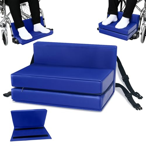 JZHLLA Verstellbare Rollstuhl-Fußstütze, hochdichter Schaumstoff, Rollstuhl-Beinstütze, wasserdicht, PU-Leder, Rollstuhl-Fußstütze, weiches Beinkissen, Schutz für Zuhause, Krankenhaus