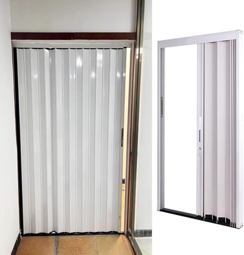GPECTIFO Puertas Interiores Tipo acordeón for Armario, de Aluminio, Plegables, con Cerradura y privacidad.