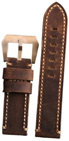 HRTUFN Handgefaltetes braunes Lederarmband, 20 21 22 23 24 mm, geeignet for Militäruhren. Bronzenes Uhrenarmband, bronzenes Schnallenarmband(23mm)