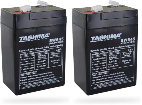 TASHIMA - Batterie Motoculture TASHIMA - 6V - 4,5A - Pour Lampe Rechargeable - Durable - Entretien Facile - Batterie Gel - 70 x 48 x 106mm (Lot de 2)