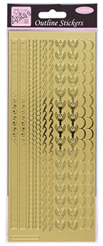 Anitas Outline Stickers, Decorative Borders, Gold, For Scrapbooking, Card Making, Kids Play, Homework, Art, Craft, Embelish, Decorative, Paper, Card, Glass, Metal, Plastic, Foam