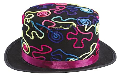 P 'Tit Clown 46503 – HDF Erwachsene Filz Hat Schwarz mit Neon Kordel – ONE Size