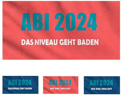 jilda-tex Abistrandtuch 90x180 cm Abihandtuch Strandtuch Strandtuch Abi 2024 Abitur (Das Niveau geht Baden korall)