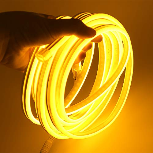 XUNATA Neon LED Strip Streifen, 12V 2835 120leds/m Diffusion Flex LED Lichtband Schlauch (Gelb,3M