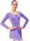 tanzmuster ® Ballettkleid Mädchen Langarm - Anna - aus weichem Baumwollstoff mit Glitzersteinen und Chiffon Röckchen fürs Kinder Ballett Ballettbodyin lavendel, Größe:164/170