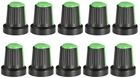 sourcing map 10Stk Lautsprecher Effektgerät Knopf 6mm Wellenbohrung Grün | Verstärker Potentiometer