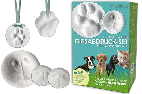 bambelina® Gipsabdruck Set Hundepfote und Hundenase. 3D Abdruck-Set Hund und Katze für Pfote und Schnauze, wiederverwendbare Gießform, Deutsche Herstellung, Pfotengröße XS bis M