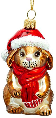 SIKORA BS711 Hase mit Weihnachtsmütze Christbaumschmuck Glas Figur Weihnachtsbaum Anhänger - Premium Line, Variante:braun