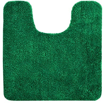 Allure Luxury Deep Pile Microfibre Pedestal Toilet Mat, Non-Slip, 50 x 50cm, Quick Dry & Easy Care (Dark Green)