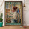 Eeypy Poster mit englischem Text Girl and Books and She Lived Happily Ever After, Metallschild, Eisenmalerei, Heim, Familie, Liebhaber, Geschenk, Metallschilder, Wanddekoration, 20.3x30.5 cm