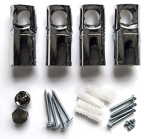 Clamp Brackets for Heated Towel Rail Radiators Flat & Curved (Chrome, 25mm Tube Width)
