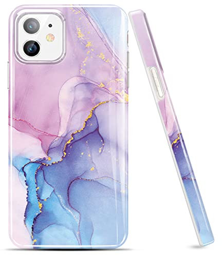 Luolnh iPhone 11 Case - Gold Glitter Sparkle Marble Design Shockproof Soft Silicone Rubber TPU Bumper Cover Skin for iPhone 11 6.1 inch (Dream Purple)