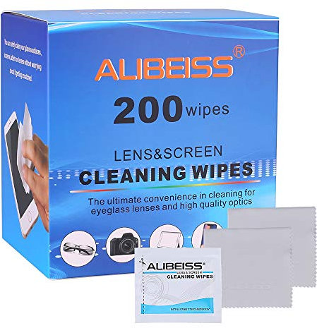 200 Pack Screen Wipes Individually Wrapped Lens Wipes Alibeiss Screen Cleaner Glasses Wipes for Monitor/Laptop/iPad/Phone/TV/PC/Keyboard