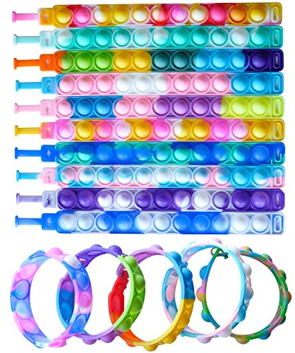 Pop It Armband 15er Set von Tilcare Chew Chew - 3D Pop Armbänder für Kinder und Erwachsene mit Autismus - Silikonarmbänder in Lebensmittelqualität für Kleinkinder - Waschbar und wiederverwendbar