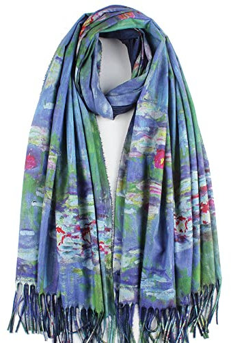 Umjetnost Weicher Schal mit Kaschmir-Gefühl für Damen, Winter, warm, groß, Monet Van Gogh, Kunstdruck, C16, Einheitsgröße