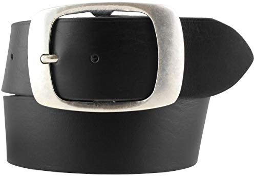 BELTINGER Jeansgürtel aus Vollrindleder 5 cm mit Doppel-Schnalle | Leder-Gürtel 50mm | Breiter Ledergürtel aus echtem Leder | Schwarz 80cm
