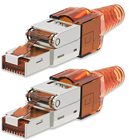 2 Stück Netzwerkstecker Cat 7 werkzeuglos CAT7 CAT7A RJ45 LAN UTP Kabel Stecker ohne Werkzeug werkzeugfrei CAT6a CAT6 CAT5 Verlegekabel Patchkabel Netzwerkkabel Toolless Modular Plug Connector