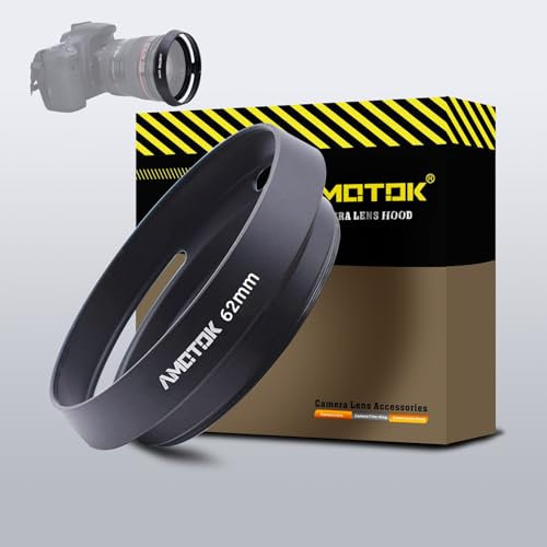 Parasol de lente de cámara de 62 mm compatible con todas las marcas de lentes de 62 mm. Ejemplo AF 70-300 mmf/4-5,6 G; AF Nikkor60 mmf/2,8D, 18-200 mmf/3,5-6,3IIDCOSHSM; 18-125 mmf/3,8-5,6DCOSHSM; DT