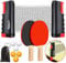 Red de Ping Pong para Mesa Red Ping Pong Ajustable Mesa,Palas de Ping Pong con Red y Pelotas,Juego Ping Pong con Red Extensible,Sets de Ping Pong,2 Raquetas de Tenis de Mesa,6 Pelotas