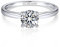 MomentWish Personalisiert Verlobungsring Damen, 1 Karat Solitär 925 Sterling Silber Moissainte Ringe D Farbe VVS1 Muttertagsgeschenk mit Geschenkbox Gra Zertifikat-Größe50