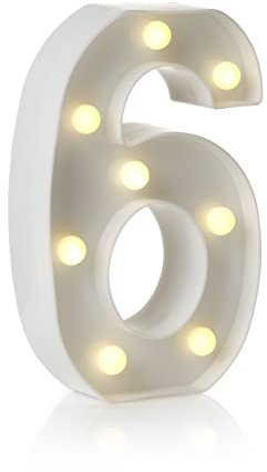 Auraglow LED Alphabet Letter & Number Light Sign Decorations, Lamp for Home Birthday Party Event, Night Lights, Battery Powered Letters And Numbers With Four Hour Timer (6)