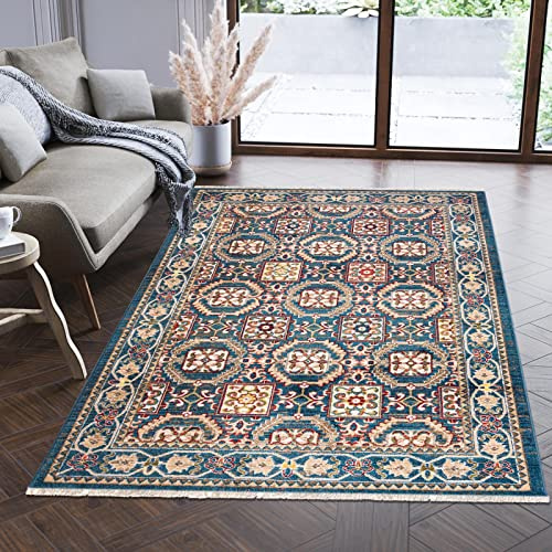 Mazovia Orientalisch Teppich - Traditioneller Teppich für Wohnzimmer, Esszimmer - Orient Teppiche Ornament - ÖKO-TEX Wohnzimmerteppich Blau - 200 x 305 cm