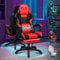 ELFORDSON 2-point Massage Gaming Chair with XL Lumbar Cushion Headrest Footrest, Comfy Computer Office Chairs Tall Back Heavy Duty for Home Office, Red & Black