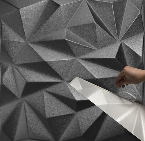10 m²/3D - Panneaux muraux autocollants - Panneaux de plafond - En polystyrène - Noir - 10 m² = 40 pièces
