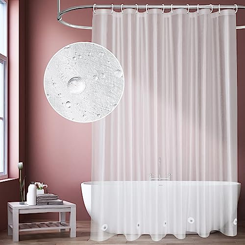 AooHome Duschvorhang Lang, 180x220 Transparent Weiß mit 5 Gewicht Magnete unten, Duschvorhänge Durchsichtig, Bad Vorhang Gefrostet mit Prägemuster Wasserdicht Anti-Schimmel für Badewanne, Badezimmer…