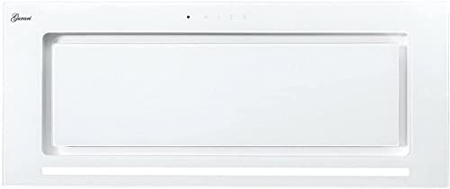 GURARI campana de techo 217 WH 70 Pr, campana de cocina 70 cm, en blanco, cristal blanco, 1000m³/h, succión muy potente, 3 niveles