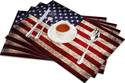Set mit 4 Tischsets – USA Independence – rutschfeste, fleckenbeständige Tischsets für Esszimmer, Zuhause, Innendekoration, 30,5 x 45,7 cm