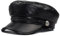 Nanwansu Damen Fiddler Cap Newsboy Hut PU Leder Visier Barett Cap, Schwarz, Einheitsgröße