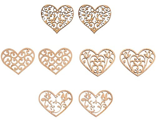 Xiaojikuaipao 8 Stück hohle herzförmige Holzscheiben Baumscheiben Holzplatten Holz