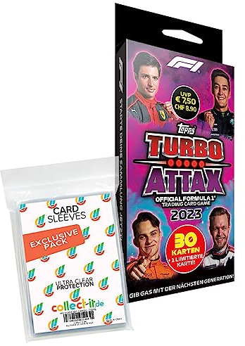 Bundle mit Topps - Turbo Attax Formel 1 2023-1 Blister + Exklusive Collect-it Hüllen