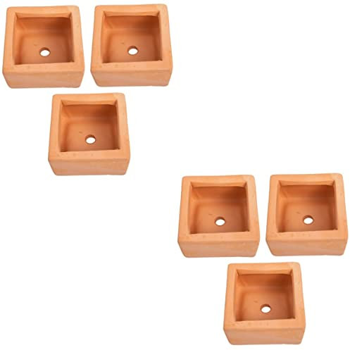 ABOOFAN 6 Pcs Carré Pot De Fleur en Terre Cuite Décor en Céramique Plante Vase Mini Pots en Terre Cuite Fleur Balcon Pot De Fleur Bonsaï Pot Jardinières Domestiques Pots De Fleurs Poterie