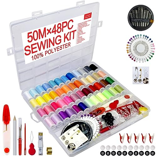 48-teiliges Nähset, Geschenke für Frauen, Mutter, Reisende, Erwachsene, Anfänger, Notfall, Nähzubehör, Zubehör mit Schere, Fingerhut, Faden, Nähnadeln, Maßband usw