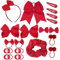 45 Stück Mädchen Haarschmuck Set, Rote Haarschleife Schleife Haargummis Haarnadel Schleife Gummiband,Kinder Haarschmuck für Mädchen Teens Kleinkinder Halloween Weihnachten Kindertag Partygeschenke