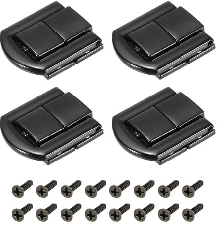 sourcing map 4Pcs Toggle Catch Lock, 0.98 x 0.79 (LxW) Zinc Alloy Hasp Lock Latch Clasp for Jewelry Box Wooden Case, Black