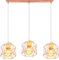 PETITES ECREVISSES Suspension Luminaire Industrielle 3 Lampes Vintage E27 Lustre Abat-jour en Métal Design pour Salon Chambre Cuisine (Or rose-Bois-une barre)