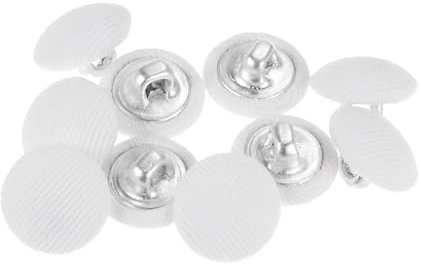 QUARKZMAN 10 Piezas de Botones de Costura Redondos de 11.5 mm Con Cubierta de Tela de 18L para Trajes, Vestidos Y Blusas, Color Blanco