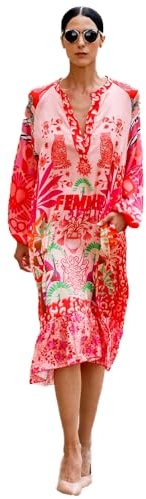 Miss Goodlife Viskose-Dress SMILE, rosa/blau/gelb, XS
