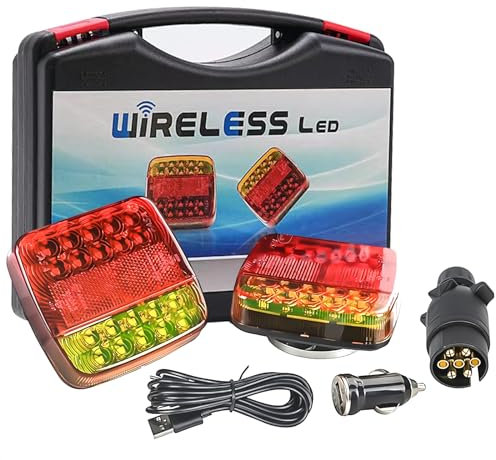 Aelmiyw Magnetische Kabelloses Beleuchtungs LED Set,Anhänger Beleuchtung 24v,Akku Anhänger Beleuchtung,Led Magnet Rückleuchten,LKW-Heck ECE EMV Geprüft für Anhänger, LKW, Wohnwagen, LKW