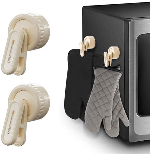 NHO Ovent Mitt Hanger - Twist Lock Suction Clips for Kitchen Stove Gloves - Hooks for Door - Towels Holder for Bathroom - Hanging Stuff for Cabinet Fridge Refrigerator - White