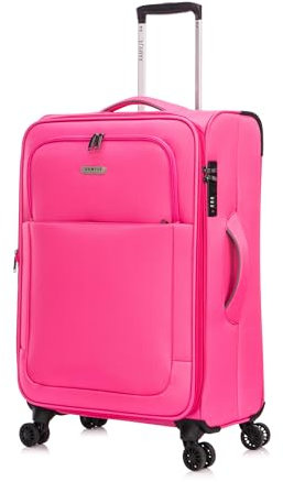 FLYMAX 24 Valise Moyenne 4 Roues Valise Légère Extensible 69L 2.95KG Rose