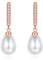 Zolkamery Hoops Dangly Earrings for Women, 925 Sterling Silver Drop Hoop Earrings, Cubic Zirconia Drop Dangling Earrings, Clip On Sleeper Drop Hoop Earrings, Rosegold Pearl Dangle Huggies Earrings